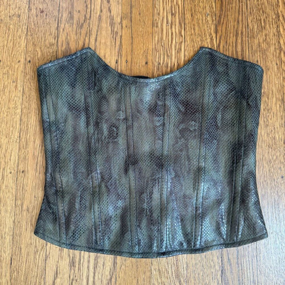 Miaou Leia Strapless Corset Top XS Forest Python